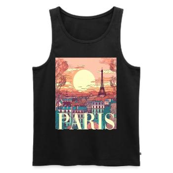 Paris Eiffelturm Bonjour Souvenirs - Männer Premium Bio Tank Top - Schwarz - Vorne - Michal (187cm)