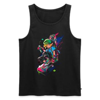 Legendary Forest Boy: Cool Boarder Gaming Design - Men's Premium Organic Tank Top - black - Front - AI Model Male 178 light (178cm)