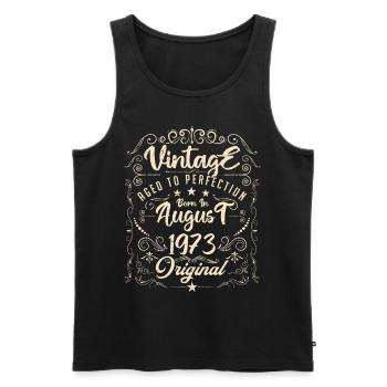 Vintage born in August 1973. Birthday August 1973 - Men's Premium Organic Tank Top - black - Front - Michal (187cm)