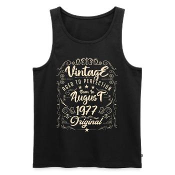 Jahrgang, geboren im August 1977. Jubiläum August 1977 - Männer Premium Bio Tank Top - Schwarz - Vorne - Michal (187cm)