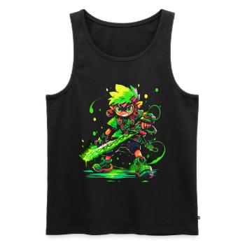 Cooles Gaming-Design des legendären Waldjungen - Männer Premium Bio Tank Top - Schwarz - Vorne - AI Model Male 178 light (178cm)