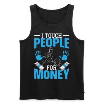 Ich berühre Menschen für Geld Massagetherapeutin - Männer Premium Bio Tank Top - Schwarz - Vorne - Michal (187cm)