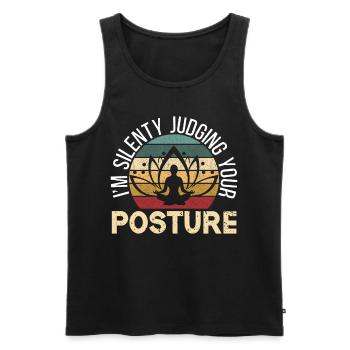 Je juge silencieusement votre posture Massage - Débardeur bio Premium Homme - noir - Devant - Michal (187cm)
