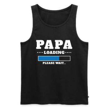 Chargement de Papa Veuillez patienter - Débardeur bio Premium Homme - noir - Devant - AI Model Male 178 light (178cm)