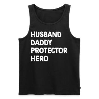 Husband Daddy Protector Hero Fathers Day For Dad - Männer Premium Bio Tank Top - Schwarz - Vorne - AI Model Male 178 light (178cm)