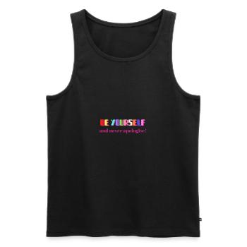 Be yourself. - Men's Premium Organic Tank Top - black - Front - AI Model Male 178 light (178cm)
