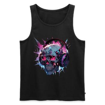 Skull Skull Headphones Skull Modern - Men's Premium Organic Tank Top - black - Front - AI Model Male 178 light (178cm)