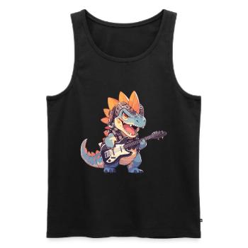 Dino Baby Dinosaur Rock And Roll Dino Guitar - Men's Premium Organic Tank Top - black - Front - Michal (187cm)