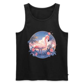 Rosa Flamingo Flamingos Flamingo Urlaub Palmen - Männer Premium Bio Tank Top - Schwarz - Vorne - AI Model Male 178 light (178cm)