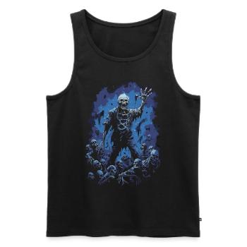 Halloween zombie in front of a horde of undead - Men's Premium Organic Tank Top - black - Front - AI Model Male 178 light (178cm)