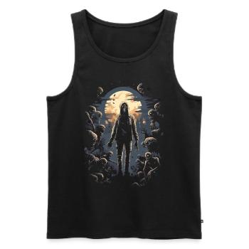 Horror Halloween: Zombie in front of an undead horde - Men's Premium Organic Tank Top - black - Front - AI Model Male 178 light (178cm)