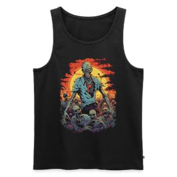 Scary Halloween zombie and undead horde - Men's Premium Organic Tank Top - black - Front - AI Model Male 178 light (178cm)