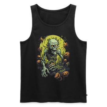 Halloween nightmare zombie storms with undead horde - Men's Premium Organic Tank Top - black - Front - AI Model Male 178 light (178cm)