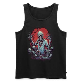 Halloween shocker zombie with his undead horde - Men's Premium Organic Tank Top - black - Front - AI Model Male 178 light (178cm)