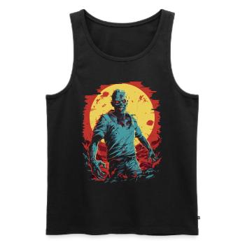 Fear of death: Zombie with undead Halloween horde - Men's Premium Organic Tank Top - black - Front - AI Model Male 178 light (178cm)