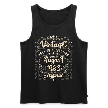 Vintage born in August 1983. Anniversary August 1983 - Men's Premium Organic Tank Top - black - Front - Michal (187cm)