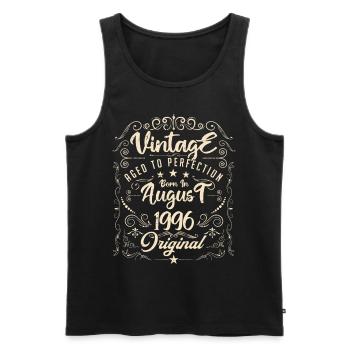 Vintage Né(e) en Août 1996. anniversaire août 1996 - Débardeur bio Premium Homme - noir - Devant - Michal (187cm)
