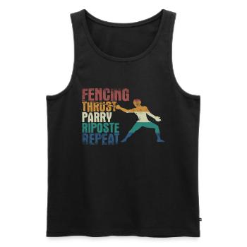 Fencing Thrust Parry Riposte Repeat - Men's Premium Organic Tank Top - black - Front - AI Model Male 178 light (178cm)