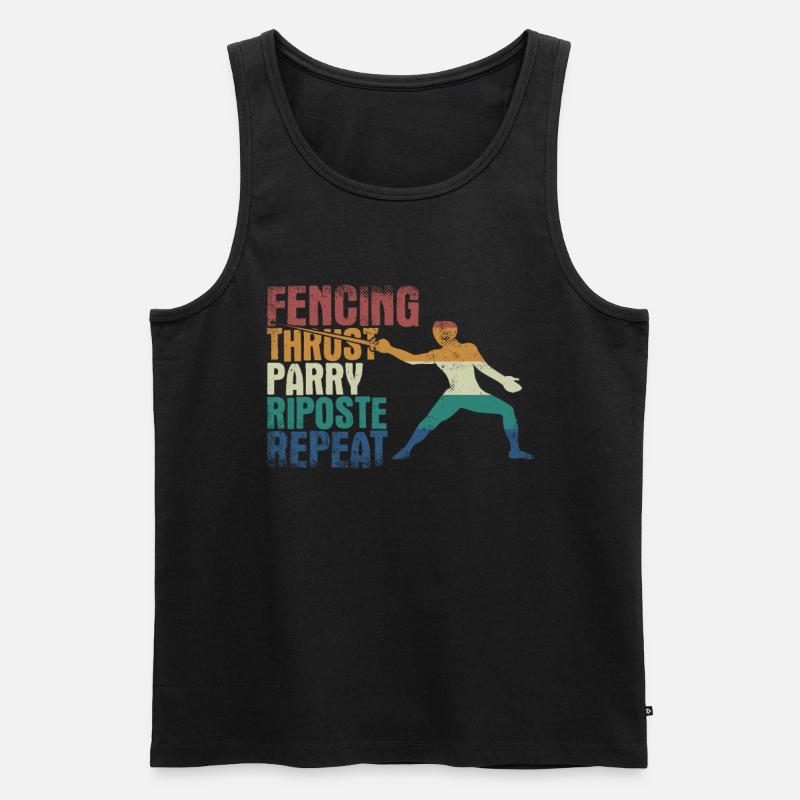 Fencing Thrust Parry Riposte Repeat - Männer Premium Bio Tank Top - Schwarz