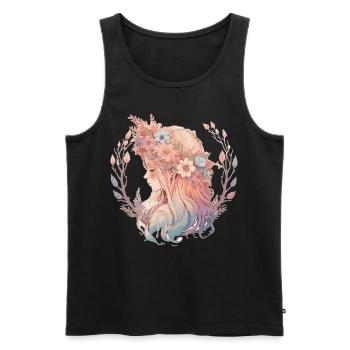 Beautiful Flower Crown Girl Pastel Fairy Cottageco - Männer Premium Bio Tank Top - Schwarz - Vorne - Michal (187cm)
