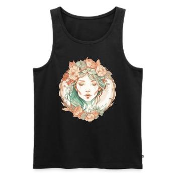 Fée Fleur Couronne Femme Cottagecore Soft Grunge A - Débardeur bio Premium Homme - noir - Devant - Michal (187cm)