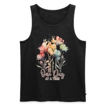 One Day At A Time Inspiring Mental Health Awarenes - Männer Premium Bio Tank Top - Schwarz - Vorne - Michal (187cm)