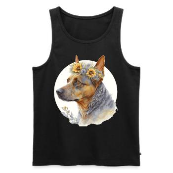Cute Australian Cattle Sunflower Dog Breed Pet Pup - Men's Premium Organic Tank Top - black - Front - Michal (187cm)