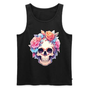 Skulls Skull Flowers Flower Skull Skull - Men's Premium Organic Tank Top - black - Front - AI Model Male 178 light (178cm)