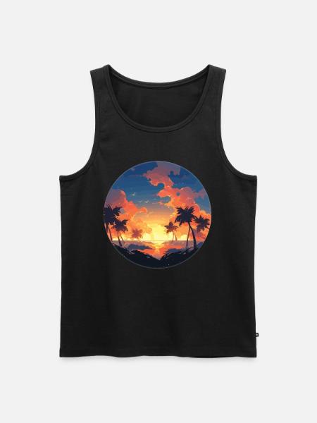 Palm trees sunset - Men's Premium Organic Tank Top - black