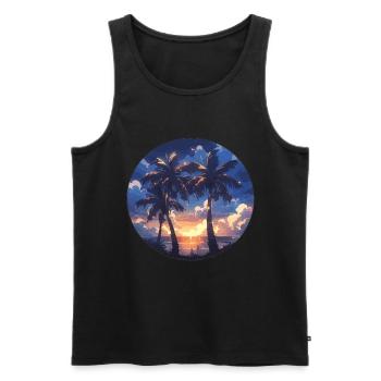 Palm tree palm tree palm tree sunset palm beach - Men's Premium Organic Tank Top - black - Front - AI Model Male 178 light (178cm)