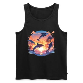 Dolphins Define Sunset Dolphin Swimming - Men's Premium Organic Tank Top - black - Front - AI Model Male 178 light (178cm)