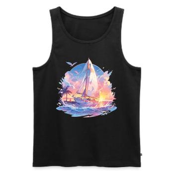 Voile, voile, voilier, voilier, voyage à la voile - Débardeur bio Premium Homme - noir - Devant - Michal (187cm)