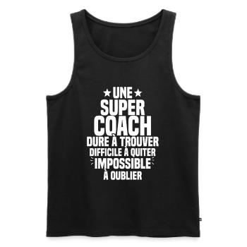 Une Super Coach Idée Femme Cadeau Humour - Débardeur bio Premium Homme - noir - Devant - Michal (187cm)