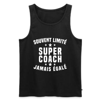 Super coach imité humour cadeau entraîneur drôle - Débardeur bio Premium Homme - noir - Devant - Michal (187cm)