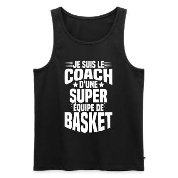 Je suis le coach d'une super équipe de basket - Débardeur bio Premium Homme - noir - Devant - Michal (187cm)
