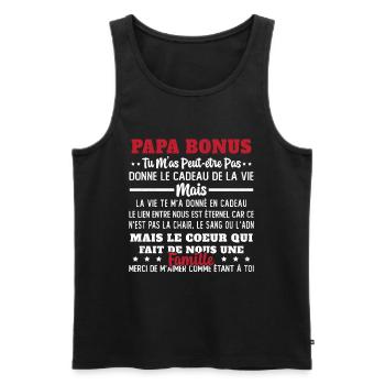 Papa Bonus Cadeau Humour Fête des pères - Débardeur bio Premium Homme - noir - Devant - Michal (187cm)