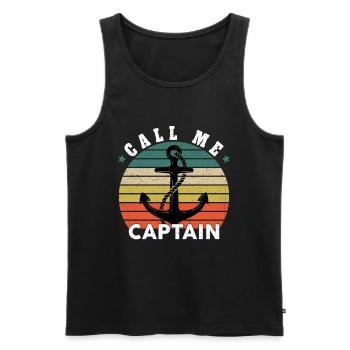 Appelez-moi Capitaine Bateau Voilier Mer Cadeau - Débardeur bio Premium Homme - noir - Devant - Michal (187cm)