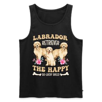 Labrador Retriever la race heureuse et chanceuse - Débardeur bio Premium Homme - noir - Devant - Michal (187cm)