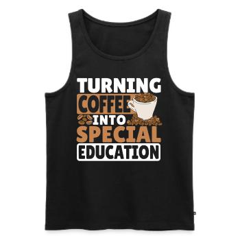 SPED Teacher Turning Coffee Into Special Education - Men's Premium Organic Tank Top - black - Front - AI Model Male 178 light (178cm)