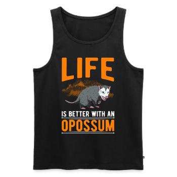 La vie est meilleure avec un opossum - Débardeur bio Premium Homme - noir - Devant - Michal (187cm)