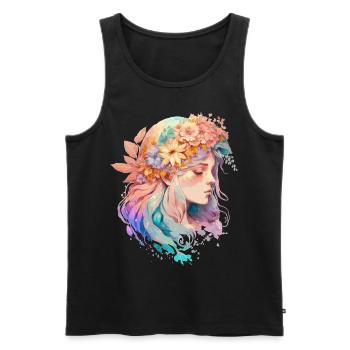 Citation de positivité de fille florale Santé mentale Awarene - Débardeur bio Premium Homme - noir - Devant - AI Model Male 178 light (178cm)