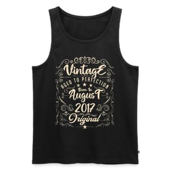 Vintage born in August 2017. Birthday August 2017 - Men's Premium Organic Tank Top - black - Front - Michal (187cm)