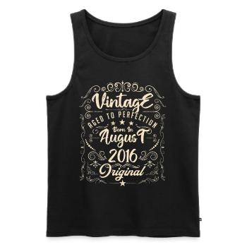 Vintage born in August 2016. Birthday August 2016 - Men's Premium Organic Tank Top - black - Front - Michal (187cm)