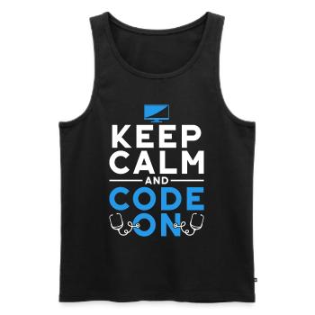 Coding Specialist Keep Calm And Code On - Men's Premium Organic Tank Top - black - Front - AI Model Male 178 light (178cm)