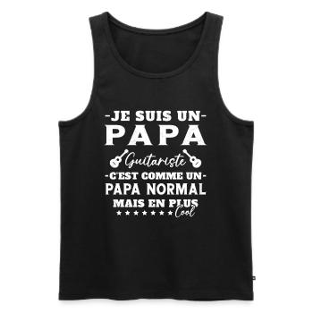 Papa guitariste comme un papa normal plus cool - Débardeur bio Premium Homme - noir - Devant - Michal (187cm)