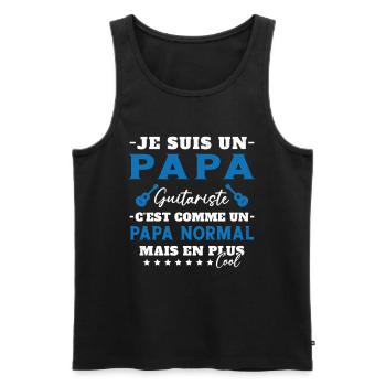 Papa guitariste comme un papa normal plus cool - Débardeur bio Premium Homme - noir - Devant - Michal (187cm)