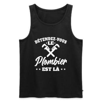 Détendez-Vous Le Plombier Est Là Plomberie - Débardeur bio Premium Homme - noir - Devant - Michal (187cm)