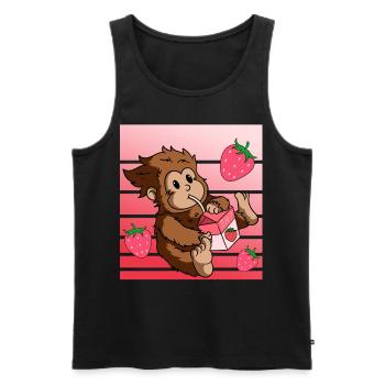 Milkshake aux fraises Bigfoot Kawaii - Débardeur bio Premium Homme - noir - Devant - Michal (187cm)