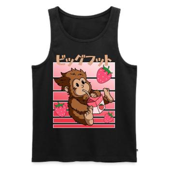 Milkshake aux fraises Bigfoot Kawaii - Débardeur bio Premium Homme - noir - Devant - Michal (187cm)