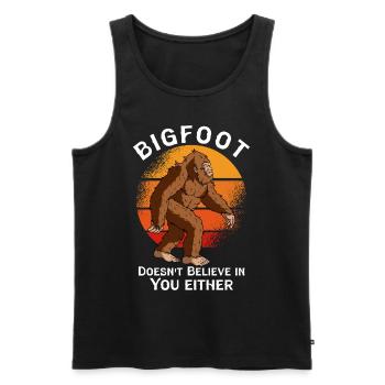 Bigfoot ne croit pas en vous non plus - Débardeur bio Premium Homme - noir - Devant - AI Model Male 178 light (178cm)